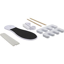 SPA ACCESSORIES by Spa Accessories - SET-8 PIECES PEDICURE SET WITH FOOT FILE & NAIL BRUSH & CUTICLE STICKS(2) & EMERY BOARDS( 2) & TOE SEPARATORS(2) - WHITE