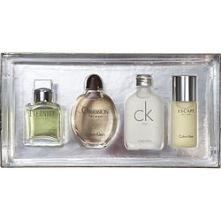 CALVIN KLEIN VARIETY by Calvin Klein - 4 PIECE MENS MINI VARIETY WITH ETERNITY & OBSESSION & CK ONE & ESCAPE AND ALL ARE EDT 0.5 OZ MINIS