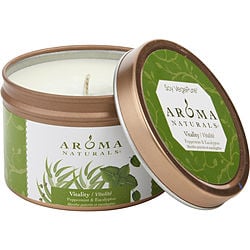 VITALITY AROMATHERAPY by Vitality Aromatherapy-ONE 2.5x1.75 inch TIN SOY AROMATHERAPY CANDLE. USES THE ESSENTIAL OILS OF PEPPERMINT & EUCALYPTUS TO CREATE A FRAGRANCE THAT IS STIMULATING AND REVITALIZING.  BURNS APPROX. 15 HRS.