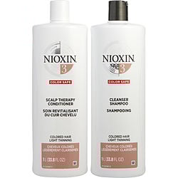 NIOXIN by Nioxin - SYSTEM 3 SCALP THERAPY CONDITIONER AND CLEANSER SHAMPOO FOR COLORED HAIR WITH LIGHT THINNING LITER DUO