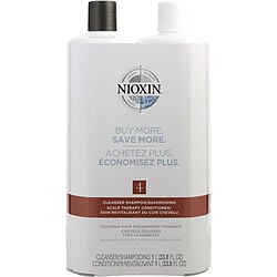NIOXIN by Nioxin - SYSTEM 4 SCALP THERAPY CONDITIONER AND CLEANSER SHAMPOO FOR COLORED HAIR WITH PROGRESSED THINNING LITER DUO