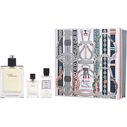 TERRE D'HERMES by Hermes-EDT SPRAY 3.3 OZ & AFTERSHAVE BALM 1.35 OZ & EDT SPRAY 0.42 OZ MINI