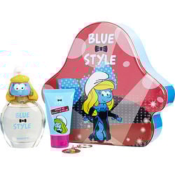 SMURFS 3D by First American Brands-3 PIECES SMURFETTE WITH EDT SPRAY 3.4 OZ & SHOWER GEL 2.5 OZ & KEY CHAIN (BLUE & STYLE)