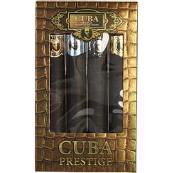 CUBA VARIETY by Cuba - 4 PIECE VARIETY-PRESTIGE SET-INCLUDES CLASSIC, BLACK, PLATINUM & LEGACY AND ALL ARE EDT SPRAY 1.17 OZ