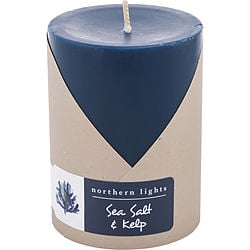 SEA SALT & KELP by Northern Lights - ONE 3x4 inch PILLAR CANDLE.  BURNS APPROX. 80 HRS.