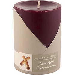 CANDIED CINNAMON by Northern Lights - ONE 3x4 inch PILLAR CANDLE.  BURNS APPROX. 80 HRS.