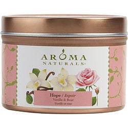 HOPE AROMATHERAPY by Hope Aromatherapy-ONE 2.5x1.75 inch TIN SOY AROMATHERAPY CANDLE. COMBINES THE ESSENTIAL OILS OF VANILLA & ROSE. BURNS APPROX. 15 HRS.