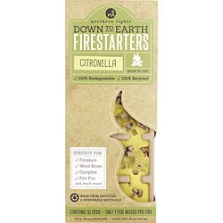 CITRONELLA FIRESTARTERS by -DOWN TO EARTH FIRESTARTERS FRAGRANCED COLORED WAX COMBINED WITH RECYCLED AND RENEWABLE MATERIAL. BOX CONTAINS 10X1.8 OZ EACH TEARAWAY PODS