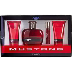 FORD MUSTANG RED by Estee Lauder - EDT SPRAY 3.4 OZ & HAIR AND BODY WASH 3.4 OZ & AFTERSHAVE BALM 3.4 OZ & EDT SPRAY 0.5 OZ