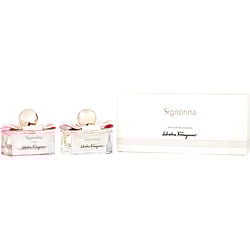 SALVATORE FERRAGAMO VARIETY by Salvatore Ferragamo - 2 PIECE WOMENS MINI VARIETY WITH SIGNORINA EDP & SIGNORINA IN FIORE EDT AND BOTH ARE SPRAY 1 OZ