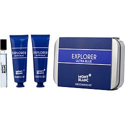 MONT BLANC EXPLORER ULTRA BLUE by Mont Blanc - EAU DE PARFUM SPRAY 0.25 OZ MINI & FACE CREAM 1 OZ & CLEANSING GEL 1 OZ