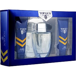 TOP GUN CHEVRON by Top Gun-EDT SPRAY 3.4 OZ & AFTERSHAVE BALM 3.4 OZ & HAIR AND BODY WASH 3.4 OZ