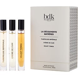 BDK PARFUMS by BDK Parfums - 3 PIECE MINI VARIETY WITH TUBERUSE & OUD ABRAMAD & CREME DE CUIR AND ALL ARE EAU DE PARFUM 10ML/0.33OZ