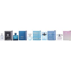 VERSACE VARIETY by Gianni Versace - 5 PIECE UNISEX MINI VARIETY WITH DYLAN TURQUOISE & BRIGHT CRYSTAL FOR WOMAN & MAN EAU FRAICHE & VERSACE POUR HOMME & EROS FOR MEN AND ALL ARE EDT 0.17 OZ MINIS