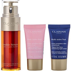 Clarins by Clarins-Double Serum 50ml + Multi-Active Day Cream AST 15ml + Multi-Active Night Cream N/C 15ml + Double Serum Eye Sachet 0.9ml --4pcs