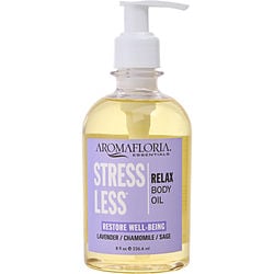 STRESS LESS by Aromafloria - BATH AND BODY MASSAGE OIL 8 OZ BLEND OF LAVENDER, CHAMOMILE, AND SAGE