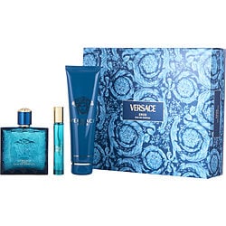 VERSACE EROS by Gianni Versace-EAU DE PARFUM SPRAY 3.4 OZ & SHOWER GEL 5 OZ & EAU DE PARFUM SPRAY 0.34 OZ MINI