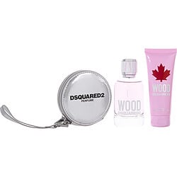 DSQUARED2 WOOD by Dsquared2 - EDT SPRAY 3.4 OZ & BATH AND SHOWER GEL 3.4 OZ & SILVER PURSE