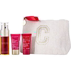 Clarins by Clarins - Double Serum and Super Restorative Collection Set: Double Serum 50ml + Super Restorative Rose Radiant Day Cream 15ml + Super Restorative Night Cream 15ml + Double Serum Eye 0.9ml --4pcs+Pouch