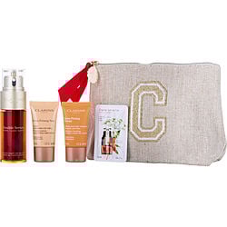 Clarins by Clarins - Double Serum and Extra-Firming Collection: Double Serum Anti-Aging + Anti-Wrinkle Serum 1.6oz + Extra-Firming Energy 0.5oz +Extra-Firming Night 0.5oz + Double Serum Eye 0.03oz --4pcs+Pouch