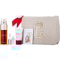 Clarins by Clarins - Double Serum Luminosity Set: Double Serum 1.7oz + Double Serum Eye 0.9oz + Beauty Flash Balm 0.5oz + Lip Comfort Oil 04 pitaya 0.04oz --4pcs+Pouch