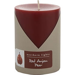 RED ANJOU PEAR by Northern Lights-ONE 3X4 INCH PILLAR CANDLE.  BURNS APPROX. 80 HRS.