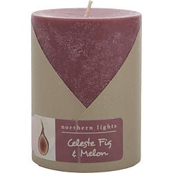 CELESTE FIG & MELON by Northern Lights - ONE 3X4 INCH PILLAR CANDLE.  BURNS APPROX. 80 HRS.