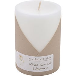 WHITE CURRANT & JASMINE by Northern Lights-ONE 3X4 INCH PILLAR CANDLE.  BURNS APPROX. 80 HRS.