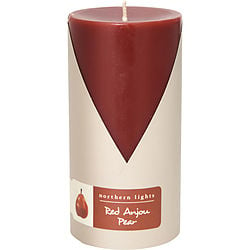 RED ANJOU PEAR by Northern Lights-ONE 3X6 INCH PILLAR CANDLE.  BURNS APPROX. 100 HRS.