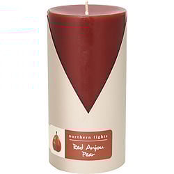 RED ANJOU PEAR by Northern Lights - ONE 3X6 INCH PILLAR CANDLE.  BURNS APPROX. 100 HRS.