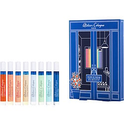 ATELIER COLOGNE VARIETY by Atelier Cologne-8 PIECE MINI VARIETY WITH LOVE OSMANTHUS & POMELO PARADIS & BOHEMIAN ORANGE BLOSSOM & ORANGE SANGUINE & OOLANG INFINI & LEMON ISLAND & CLEMENTINE CALIFORNIA & CEDRE ATLAS AND ALL ARE COLOGNE SPRAY 0.14 OZ MINIS