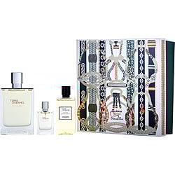 TERRE D'HERMES EAU GIVREE by Hermes - EAU DE PARFUM REFILLABLE SPRAY 3.4 OZ & SHOWER GEL 2.7 OZ & EAU DE PARFUM 0.42 OZ MINI
