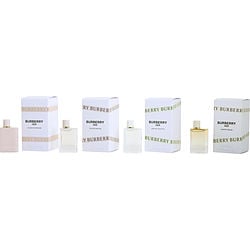 BURBERRY VARIETY by Burberry-4 PIECE WOMENS VARIETY WITH BURBERRY HER EAU DE PARFUM & BURBERRY HER EDT & HER LONDON DREAM & BURBERRY HER ELIXIR AND ALL ARE 0.16 OZ MINIS
