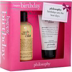 Philosophy by Philosophy-Happy Birthday Set: Vanilla Birthday Cake Shampoo, Shower Gel & Bubble Bath 240ml + Fresh Cream Body Lotion 120ml --2pcs