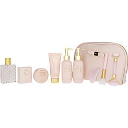 LOVERY ENCHANTED ROSE by Lovery-EAU DE PARFUM SPRAY 2.5 OZ & BUBBLE BATH 5 OZ & SHOWER GEL 5 OZ & BODY SCRUB 2 OZ & BATH SALT 3.5 OZ & MUD MASK 3.38 & FACE BRUSH & FACE ROLLER & GUA SHA STONE & BAG