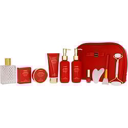 LOVERY JAPANESE CHERRY BLOSSOM by Lovery-EAU DE PARFUM SPRAY 2.5 OZ & SHOWER GEL 5 OZ & BUBBLE BATH 5 OZ & BODY SCRUB 1.69 OZ & BATH SALT 3.5 OZ & MUD MASK 3.38 OZ & NAIL POLISH & FACE BRUSH & FACE ROLLER & GUA SHA STONE & BAG